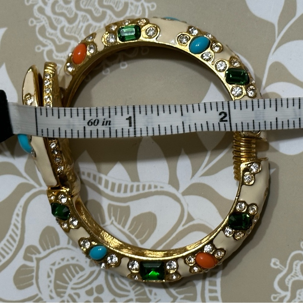 Kenneth Jay Lane Enamel Cabochon and Crystal Snake Cuff Bracelet - Picture 11 of 13